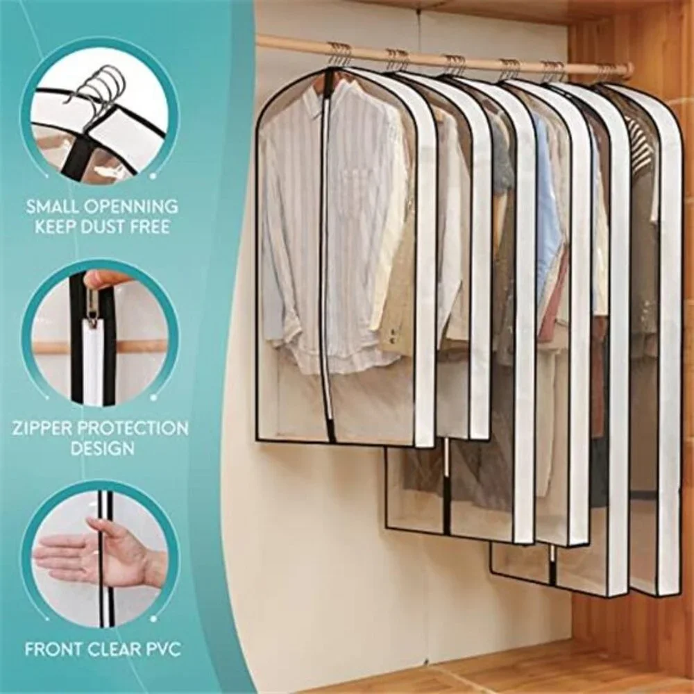 Clear Garment Bags Hanging Clothes Storage Suit Dress Coat Protector Zipper Bag